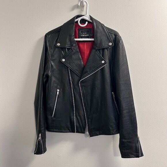 🔥: Topman • Black • Real Leather • Biker Jacket